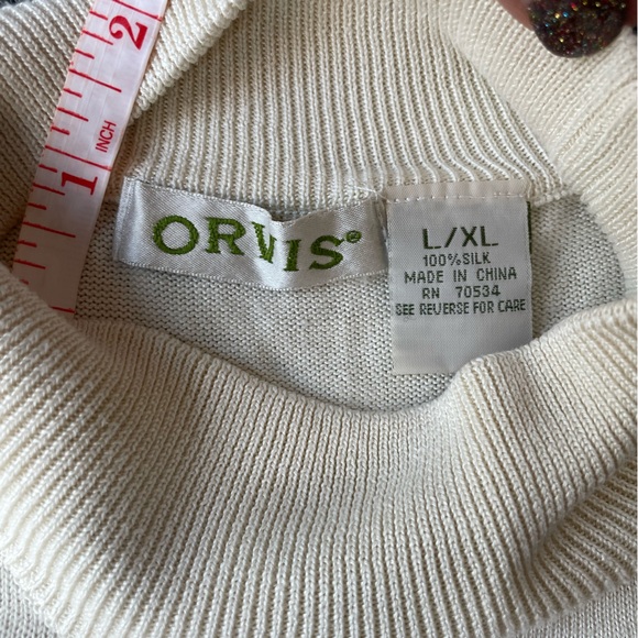 Vintage Orvis 100% Silk Cropped Turtleneck Cream - Picture 5 of 5